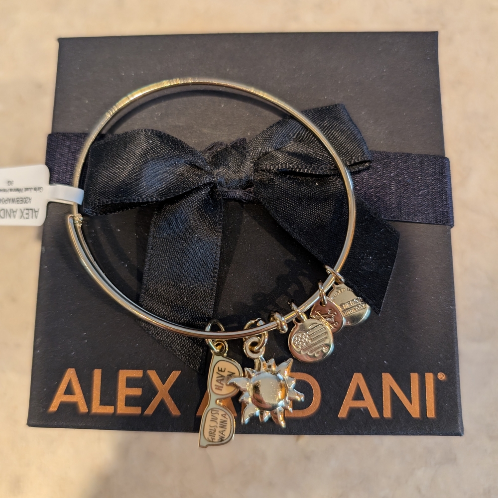 Alex and Ani Gold Charm Bracelet - Girls Just Wanna Have Fun